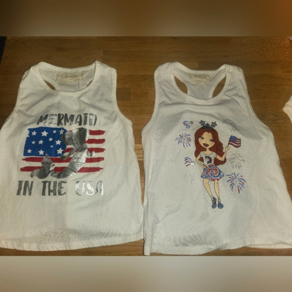 2 Girls btween USA America Mermaid Tanktops Size 7